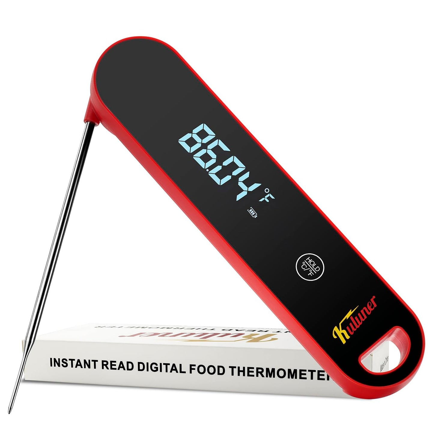 The Latest Thermocouple Instant Reading Meat Thermometer Digital,Faster Less Than 0.6 Second Response,IP67 Waterproof Thermometer Suitable for Grilling, Cooking,BBQ Gifts for Men (Red)