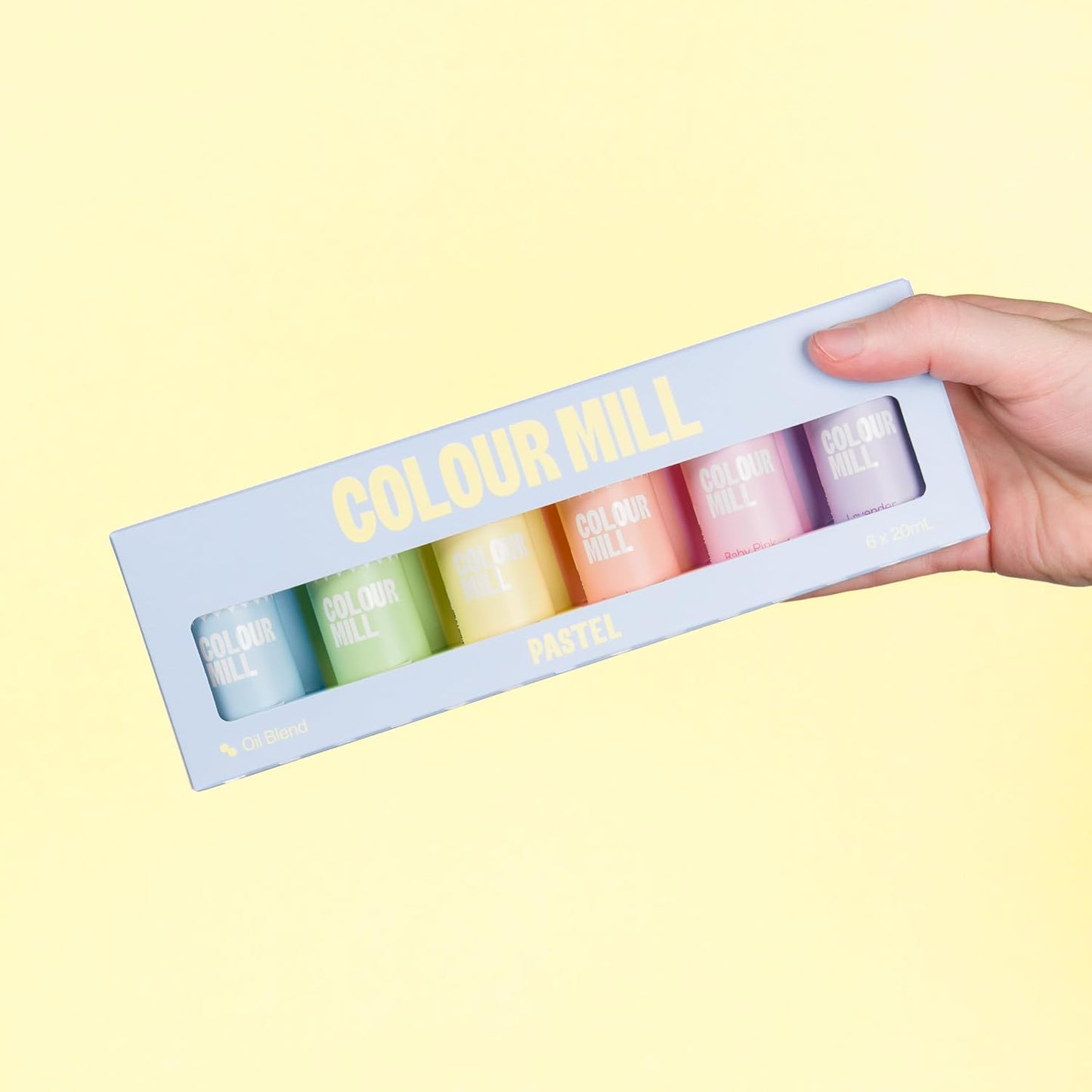 Colour Mill Pastel Pack Oil-Based Food Coloring, 20 Milliliters Each of 6 Colors: Baby Blue, Baby Pink, Lavender, Lemon, Mint and Peach