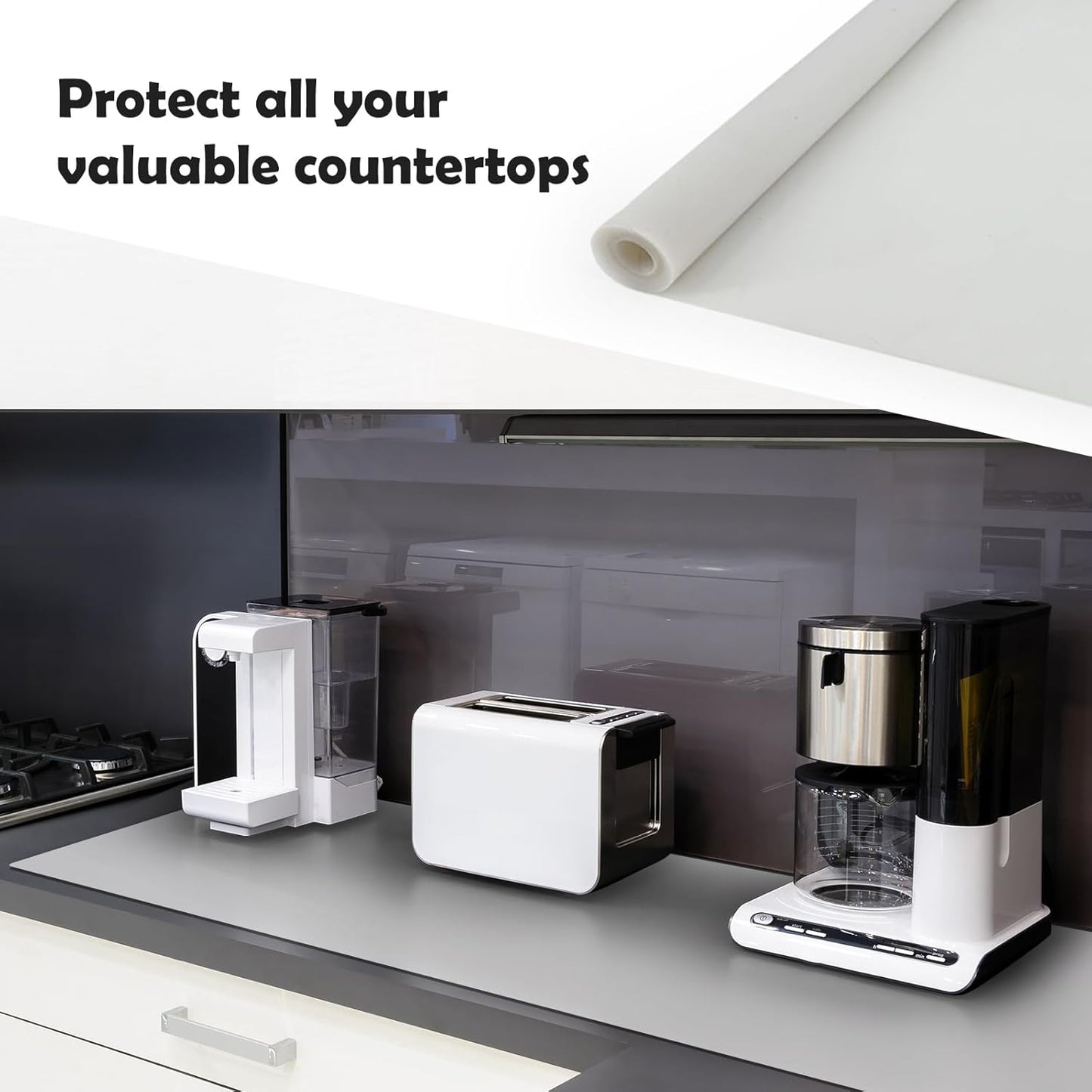 Large Silicone Mats, 78.7”x15.7” Extra Large Silicone Heat Resistant Mat, Countertop Protector, Nonstick Waterproof Mats for Kitchen Counter, Shipped Rolled Up Kitchen Counter Mat, Dark Gray