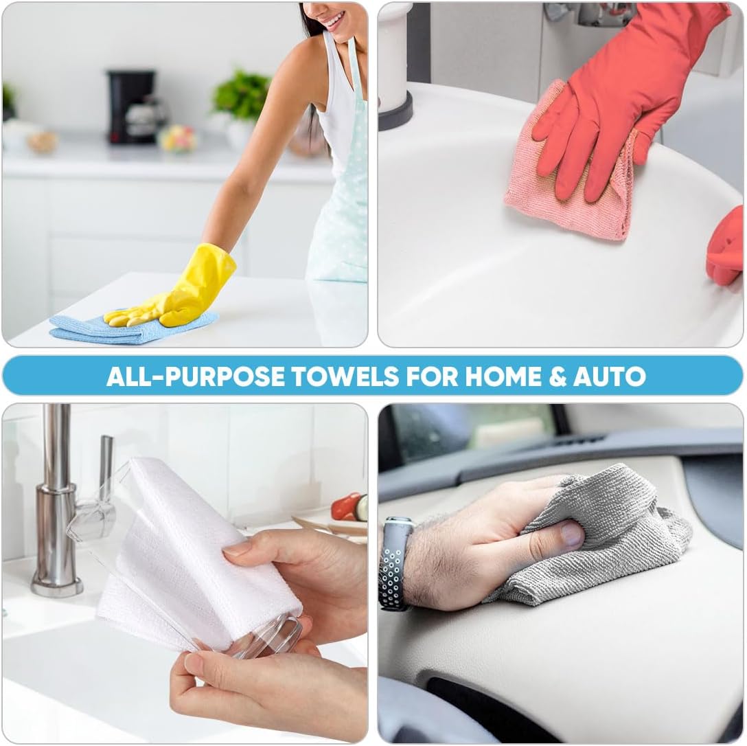 AIDEA Microfiber Cleaning Cloth 330 Sheets 6 Roll, Grey Microfiber Towels for Cars, Shop Towels, Shop Rags Washable, Cleaning Rags Reusable Paper Towels for Automotive, Workshops, House,11×9"