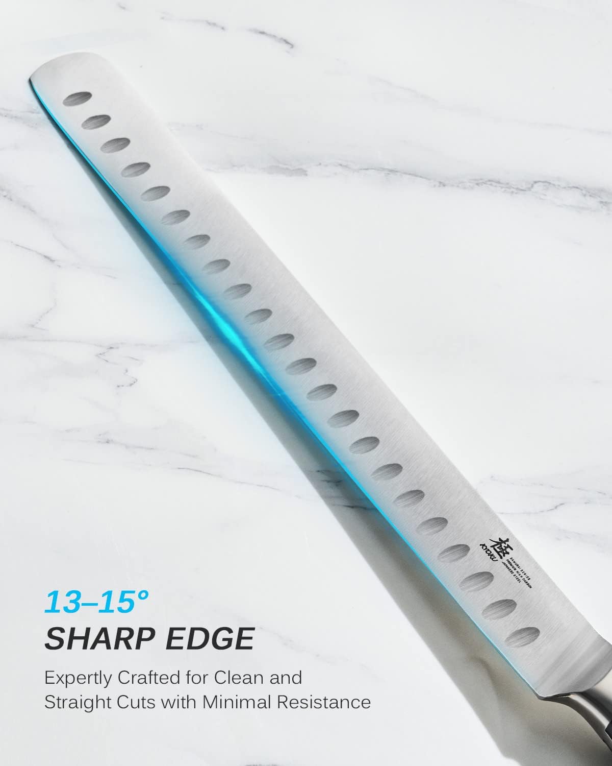 KYOKU 12" Slicing Knife, Samurai Series Brisket Knife for Meat Cutting with Pakkawood Handle, Japanese High Carbon Steel Meat Carving Knife for BBQ Brisket Turkey Ham Rib Roast Beef with Sheath & Case