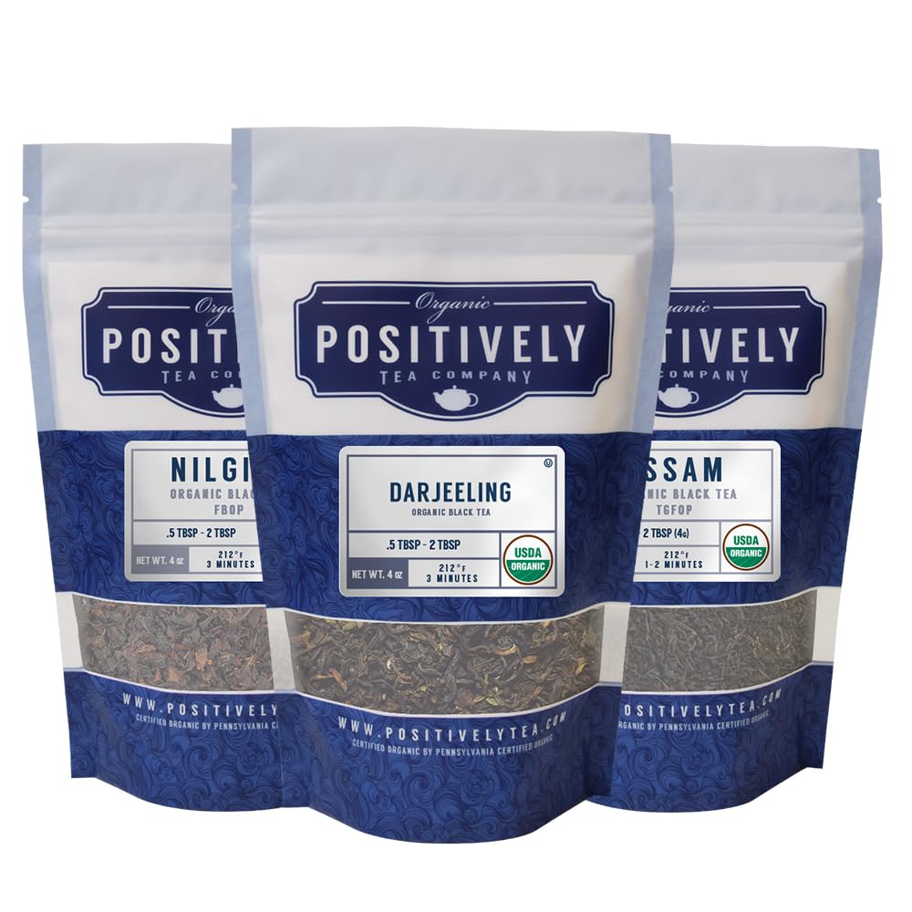 Organic Positively Tea Company, Indian Tea Sampler, Loose Leaf, 4 Ounce, 3 Pack