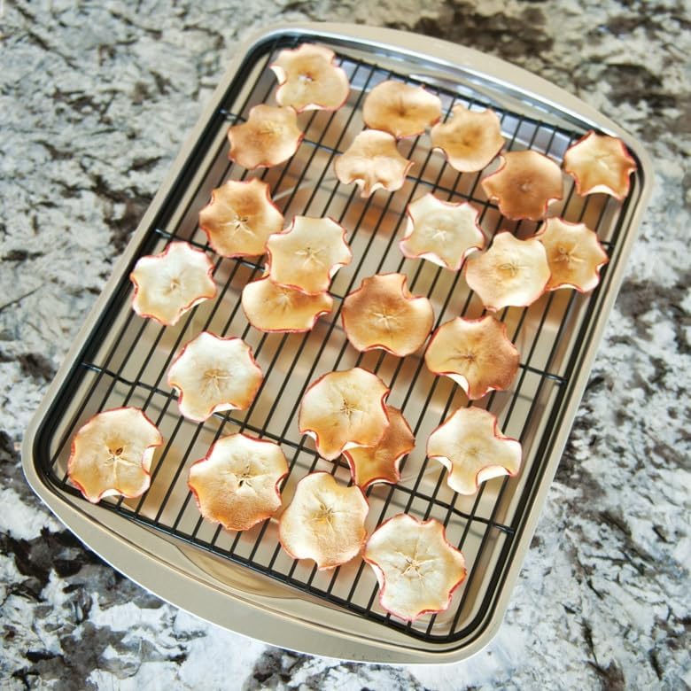 Nordic Ware Oven Crisp Baking Tray 2pc Set Includes Pan and Rack; Natural Aluminum For Air Frying, Crisping, Broiling, Baking