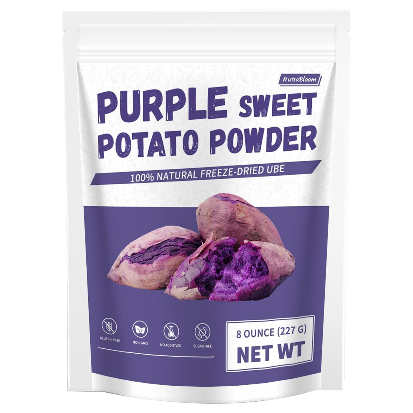 NutraBloom Purple Sweet Potato Powder, 8 Oz, Natural Food Coloring, Ube Powder, Rich Anthocyanin Superfood for Baking, Smoothies