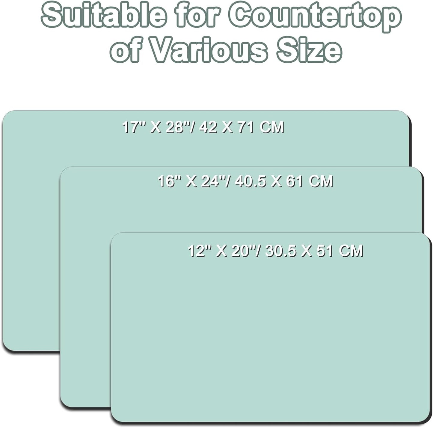 Dish Drying Mat 16" X 24", Super Absorbent & Cuttable Coffee Mats for Countertop, Kitchen Counter Mat Fits Under Coffee Maker or Machine, Hide Stain Drying Pad for Dish Drying Rack, Green