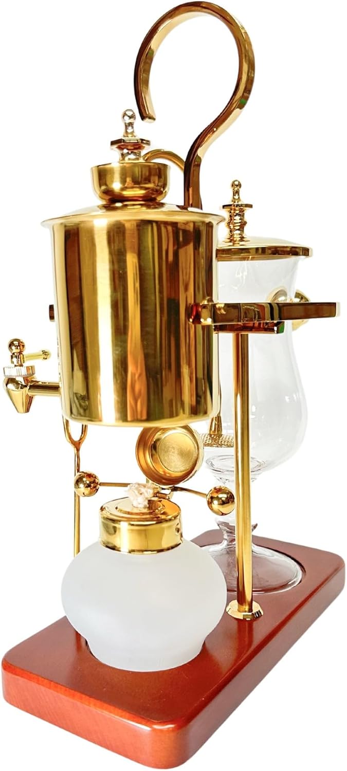 Nispira Belgium Royal Family Balance Syphon Unique Gravity Vintage Coffee Maker Vacuum Brewing System Gold 500 ml