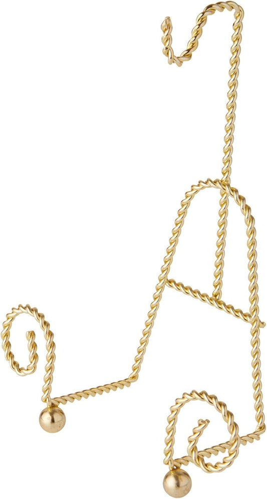 Bard's Scroll Twisted Gold-toned Cup and Saucer Stand, 6.5" H x 5" W x 2.5" D, Pack of 3