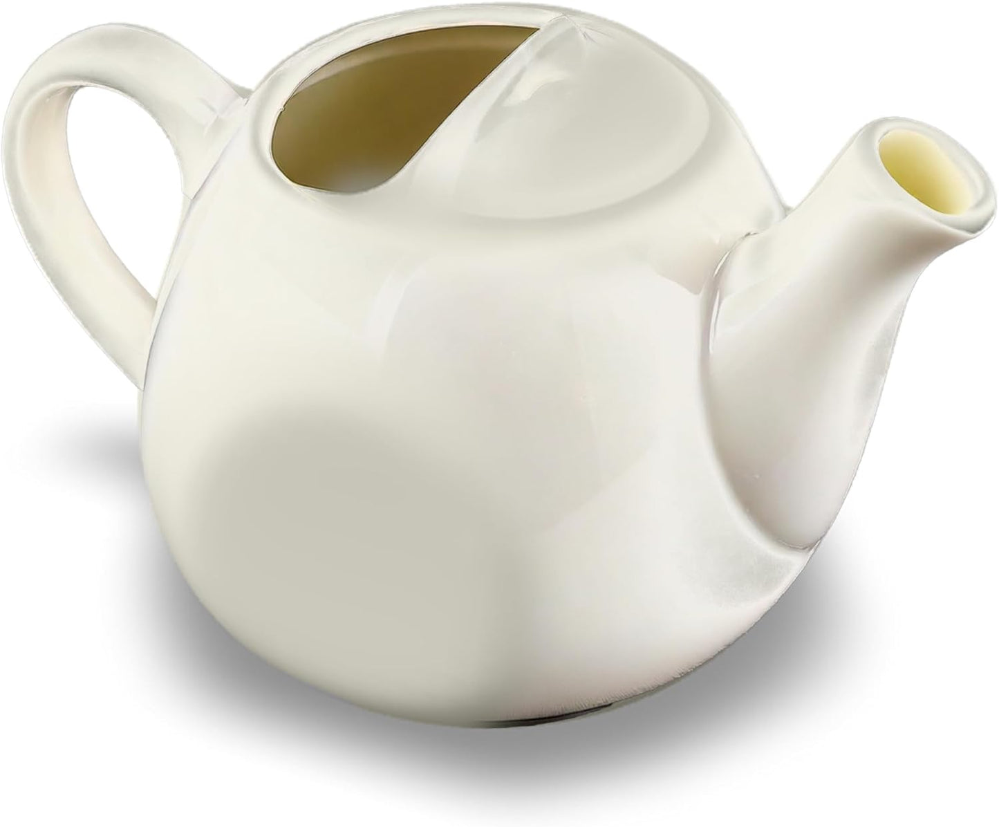 Tuxton China BET-1001 Teapot, 10 oz., 3-3/8"H, Without Lid, Microwave and Dishwasher Safe, Oven Proof, Fully Vitrified, Ceramic, TuxCare, Healthcare, American White/Eggshell, Pack of 6