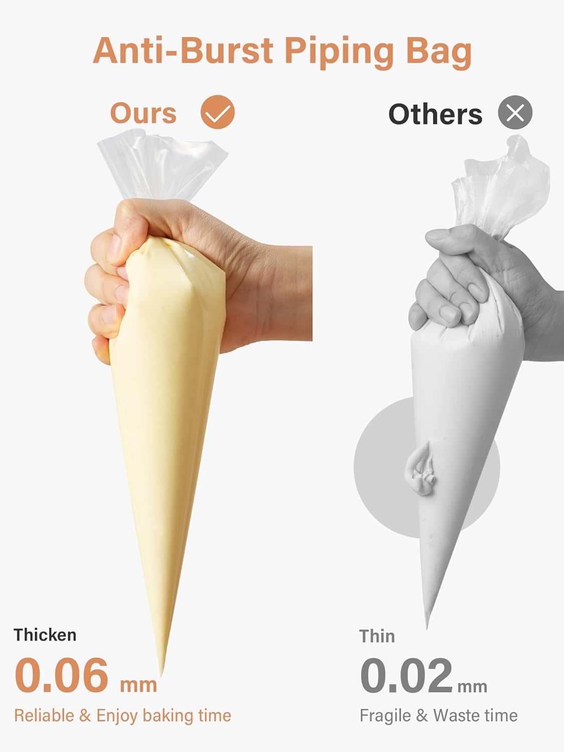 Kootek Piping Bags, Disposable Pastry Bags 16 Inch, 100 Pcs Anti Burst Large Icing Piping Bags for Cookie Frosting Cake Decorating Baking Supplies