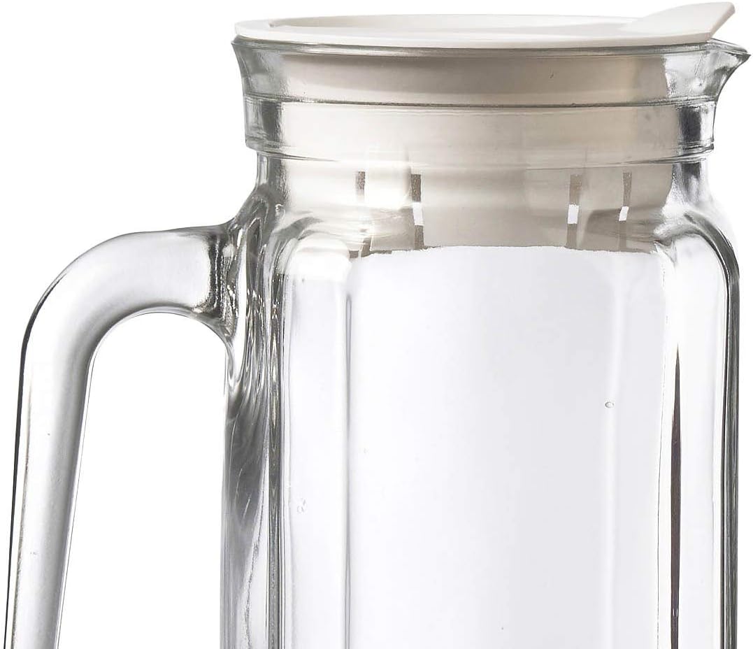 Amici Home Italian Igloo Quadra Glass Pitcher with Lid and Spout | 17 Ounce | Clear Glass Water Pitcher for Refrigerator | Carafe for Iced Tea, Juice, Milk, Cold Brew and Mimosa Bar