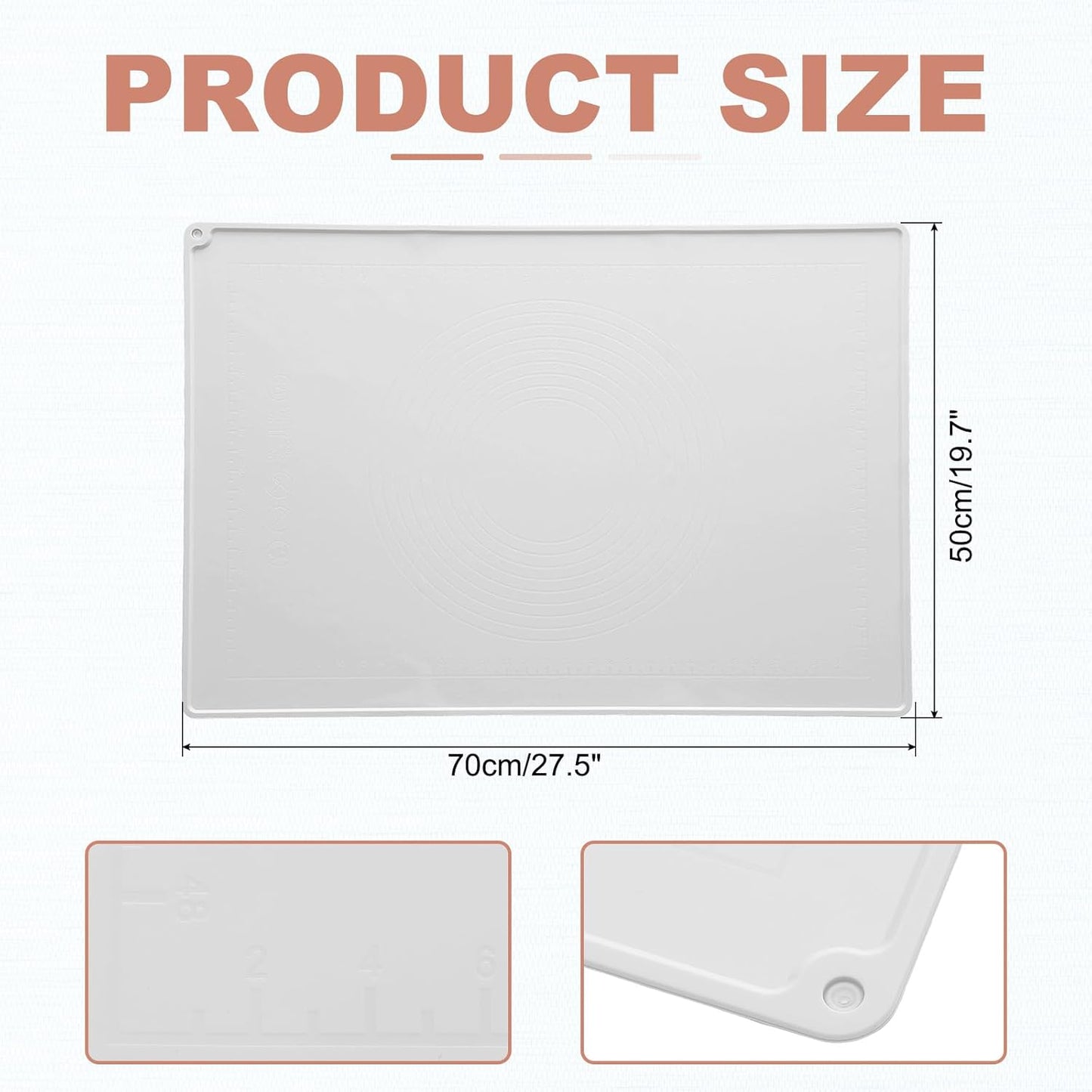 uxcell Silicone Pastry Mat, 27.5" x 19.7" Silicone Baking Mat with Measurements, Non-Stick Dough Rolling Mat for Making Pastry Cookies Bread Pizza White