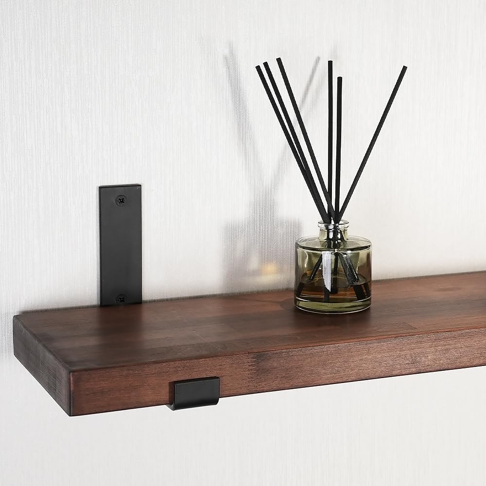 CONSDAN Floating Shelf for Wall Mounted Book Shelf Hanging Shelves Floating Bookshelf for Bedroom, Bathroom, Living Room, Kitchen USA Grown Solid Hardwood, Dark Maple 36x7.5x1.5 in