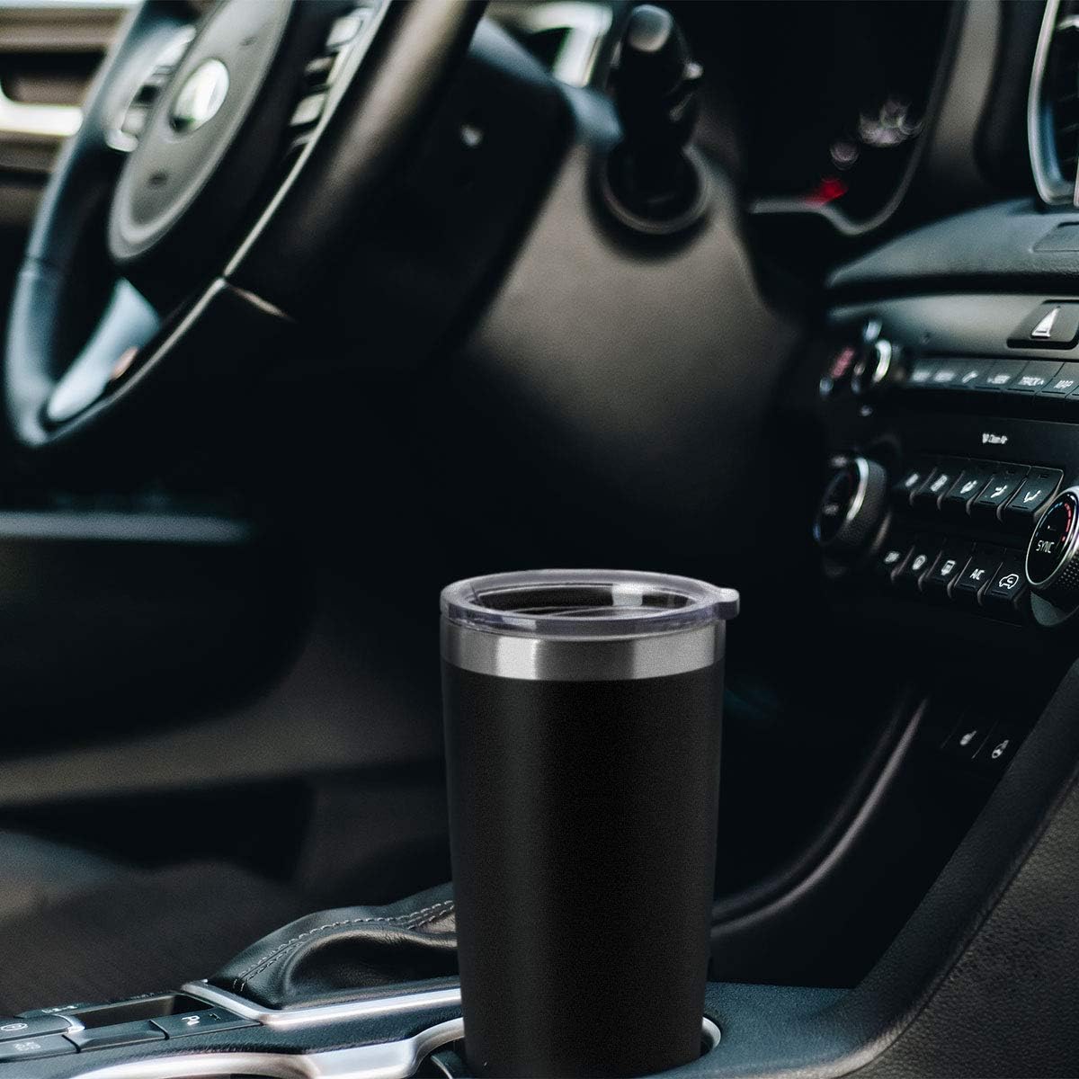 HASLE OUTFITTERS 20oz Tumblers Bulk Stainless Steel Cup with Lid Double Wall Vacuum Insulated Coffee Mug for Cold & Hot Drinks 8 Pack, Black