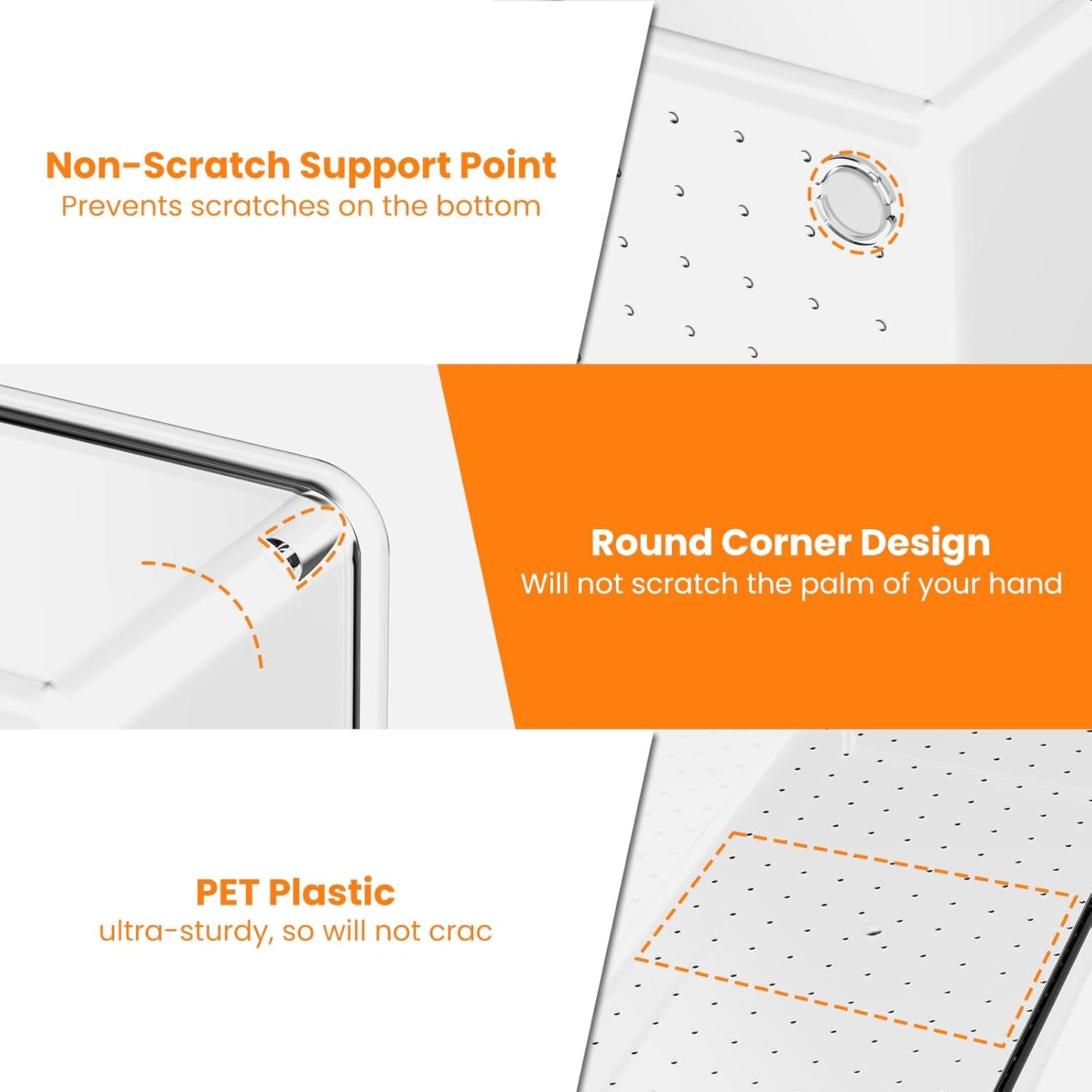 12 Pack Clear Plastic Drawer Organizer Set, Acrylic Non Slip Non Cracking Kitchen Drawer Storage Tray Large Size Divider, Multifunctional Storage for Cosmetics, Bathroom, Tools, Kitchen and Office