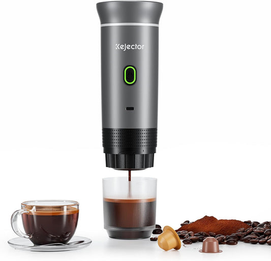 kejector Portable Coffee Maker Espresso Machine for Travel Nano Car Coffee Maker Compatible with Ground Coffee & Capsule for RV, Hiking Camping Office, Travel Espresso Maker Electric Coffee Machine