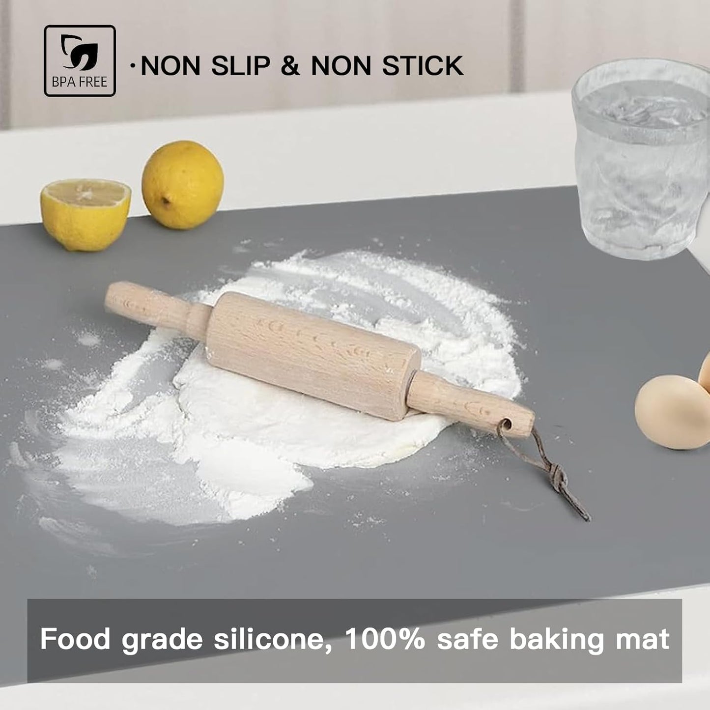 Silicone Mats for Kitchen Counter, 47.3"x23.6"x0.08" Largest Heat Resistant Mat Kitchen Island Waterproof 2MM Thick Countertop Protector Mat Nons-slip Extra Large Counter Mat (Black)