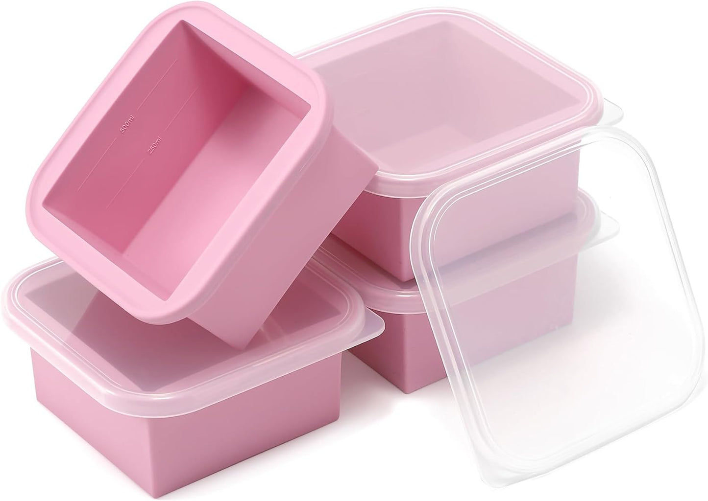 2-Cup Silicone Freezer Trays with Lids – Perfect for Meal Prep, Portion Control, and Easy Freezing-Meal Prep Container Molds for Soup,Leftovers (Cotton Candy, 4 Pack)