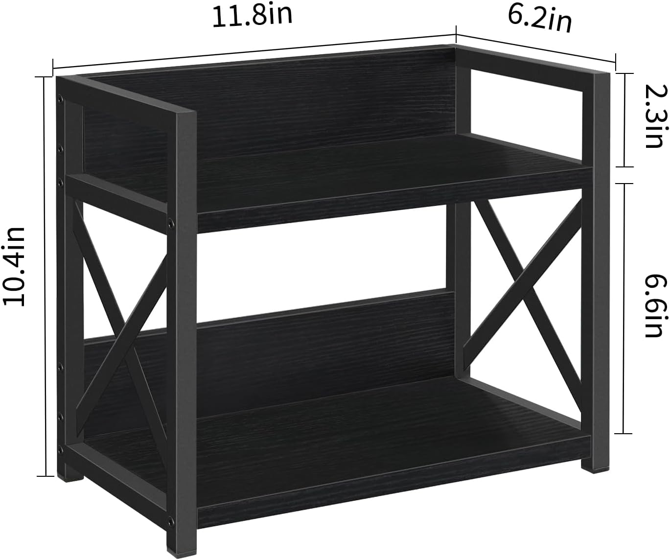 YINMIT Countertop Shelf Organizer,Coffee Bar Accessories,Spice Rack,Coffee Counter Shelf,2 Tier Coffee Organizer Station for Mugs,Cups,Cream,Syrup (Black, Small)