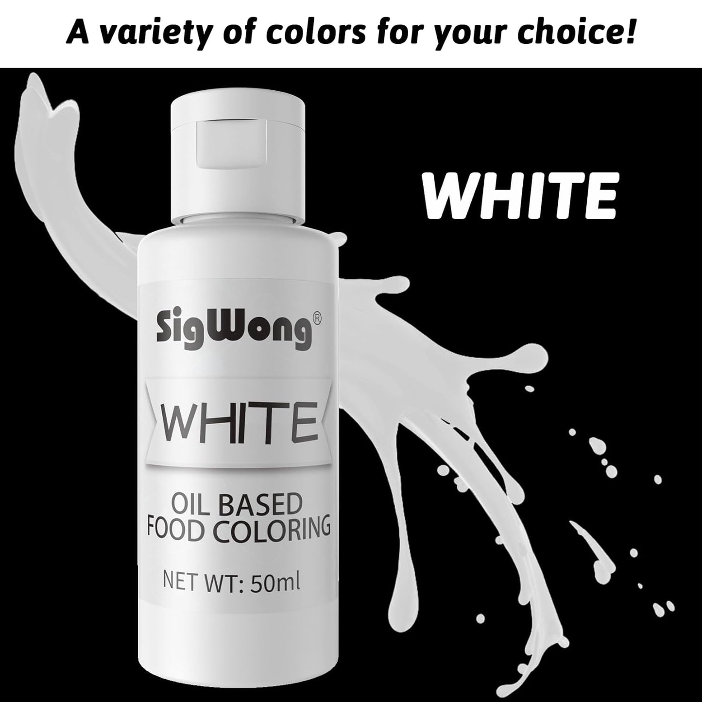 Oil Based Food Coloring for Chocolate - 50ml White Upgraded Edible Oil Based Food Dye for Cake Decorating, Icing Frosting, Fondant, Baking, Candy Melts, Cookie, Meringues - 1.69 Fl.Oz Bottles