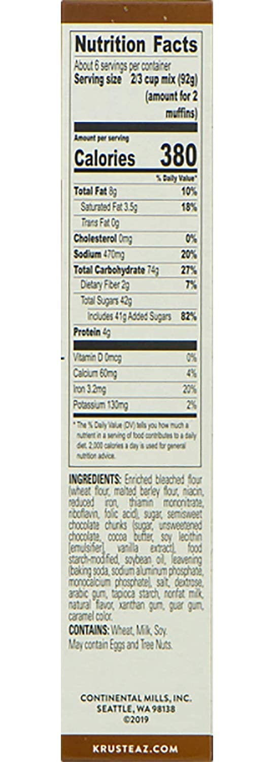 Krusteaz Chocolate Chunk Muffin Mix - No Artificial Flavors/Preservatives - 18.25 OZ Box (Pack of 6)