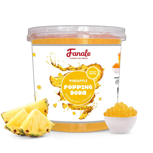Fanale Popping Boba Pearls for Bubble Tea - 7 lb |Pineapple Flavor | Bursting Boba Pearls Bubble | Fruit Juice Flavor for Shakes, Dessert, Smoothie