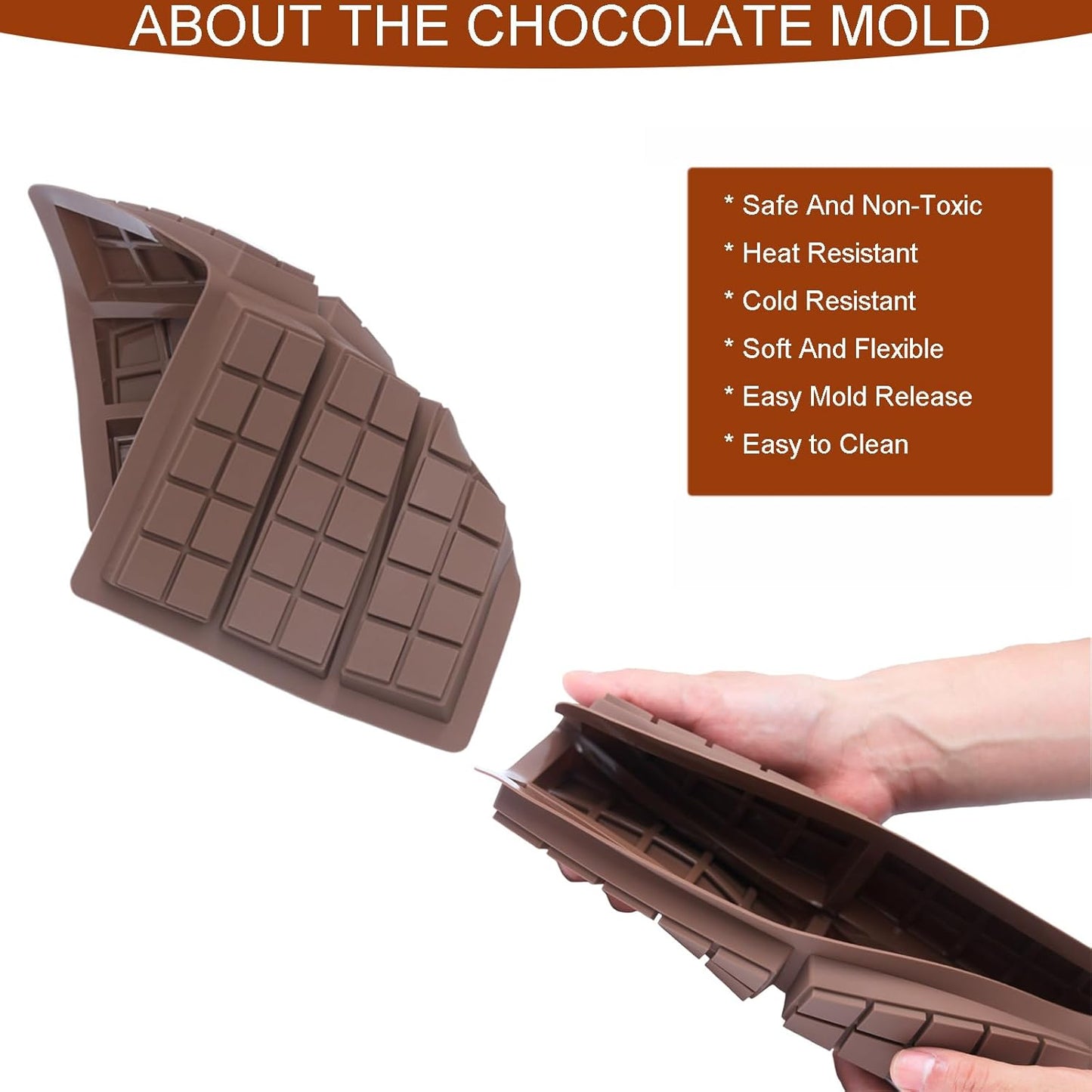 Dubai Chocolate Mold-Non-Stick Chocolate Bar Mold, Food Grade Silicone Deep Mold for Chocolate Stuffed Bar,Candy, Snacks,DIY Treats & Homemade Gifts (10 Snap)