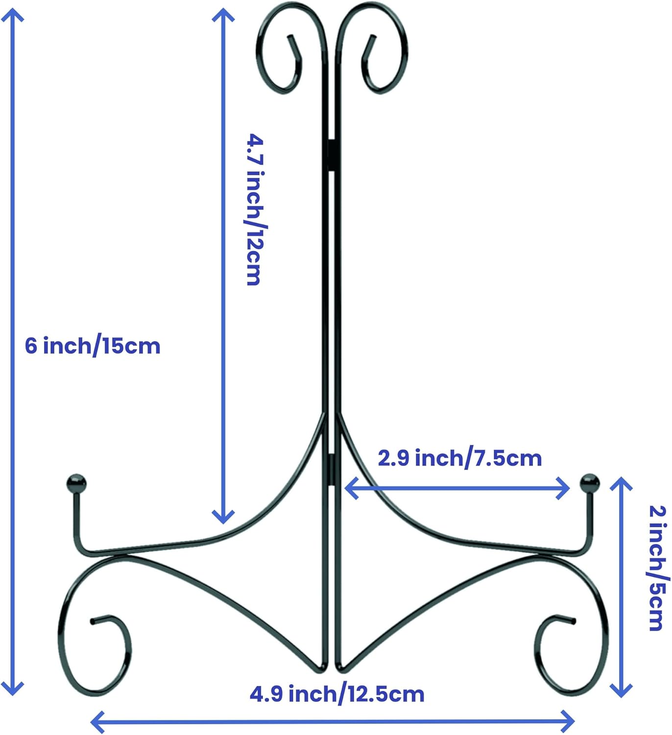 Plate Stand for Display with Hinged Folding Design, 6 Inch Picture Stands for Tables, Small Easels for Displaying Book, Art Piece, Photo and Platter, 6’’ Black