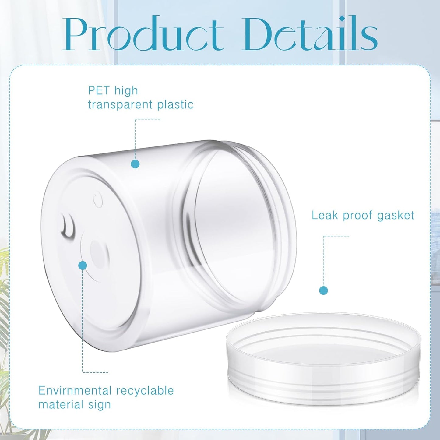 Patelai 4 Pieces Round Wide-mouth Leak Proof Plastic Container Jars with Lids for Travel Storage Makeup Beauty Products Face Creams Oils Salves Ointments DIY Making(6 Ounce,Clear)