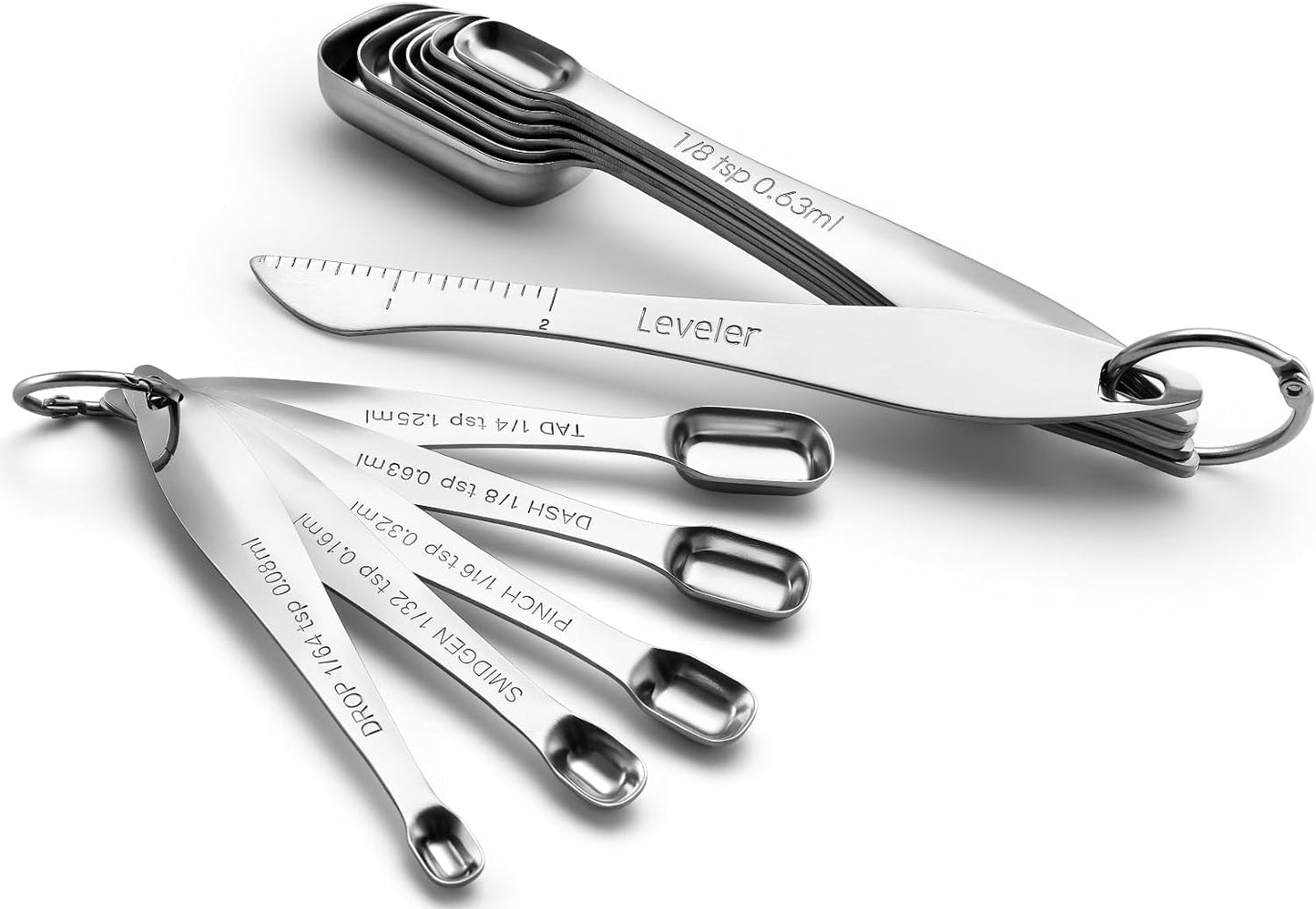 Spring Chef Stainless Steel Measuring Spoons Set of 13 with Leveler, Metal Teaspoon & Tablespoon Measuring Spoons for Cooking & Baking, Fits in Spice Jars, Kitchen Gadgets for Dry & Liquid Ingredients