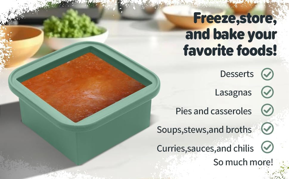 2-Cup Silicone Freezer Trays with Lids – Perfect for Meal Prep, Portion Control, and Easy Freezing-Meal Prep Container Molds for Soup,Leftovers (Green, 2 pack)