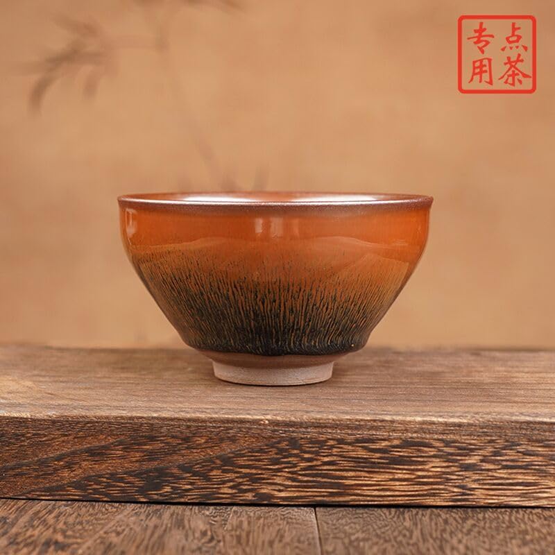 Matcha Bowl, Jian Ware Hare's Fur Glaze 12.17oz, Kiln Change Jian Ware Chinese Jianzhan, Matcha Cup Tea Ceremony, Authentic Porcelain Chawan