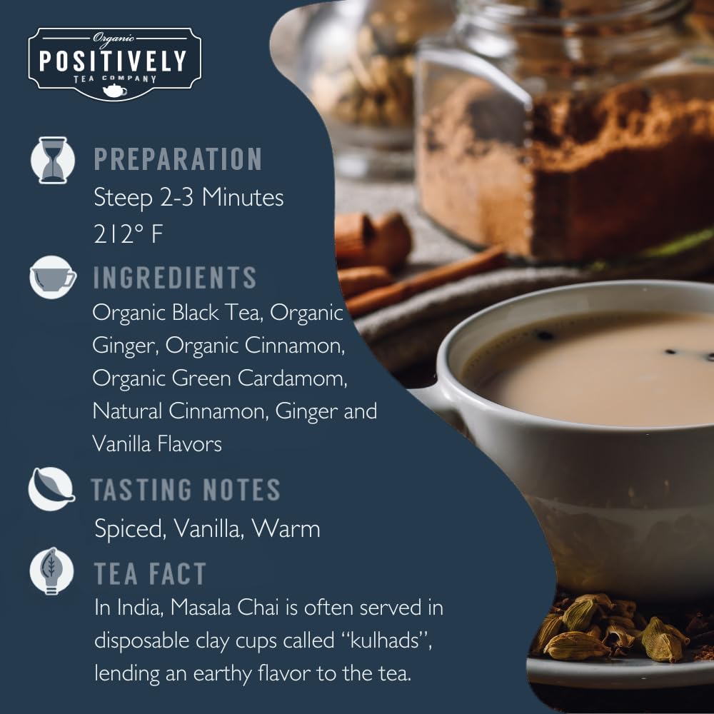 Organic Positively Tea Company, Chai Tea Sampler, Loose Leaf, 4 Ounce, 3 Pack