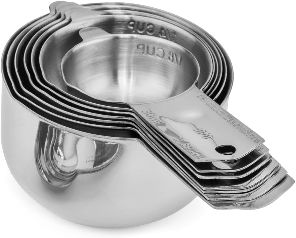 Hudson Essentials Stainless Steel Measuring Cups Set - (9 Piece Set) - Stackable Set with Spout - Includes 2 Cup and 1.5 Cup