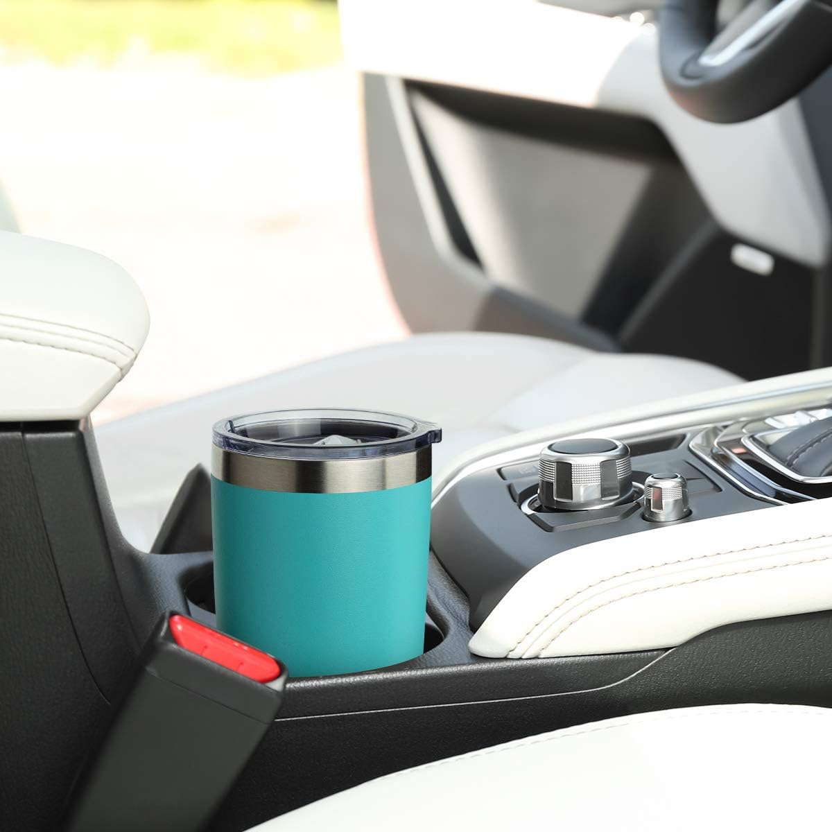 COMOOO 20oz 6 Pack Double Wall Vacuum Insulated Travel Mug, Stainless Steel Tumbler with Lid, Durable Powder Coated Insulated Coffee Cup for Cold & Hot Drinks (Light Blue, 6 Pack)