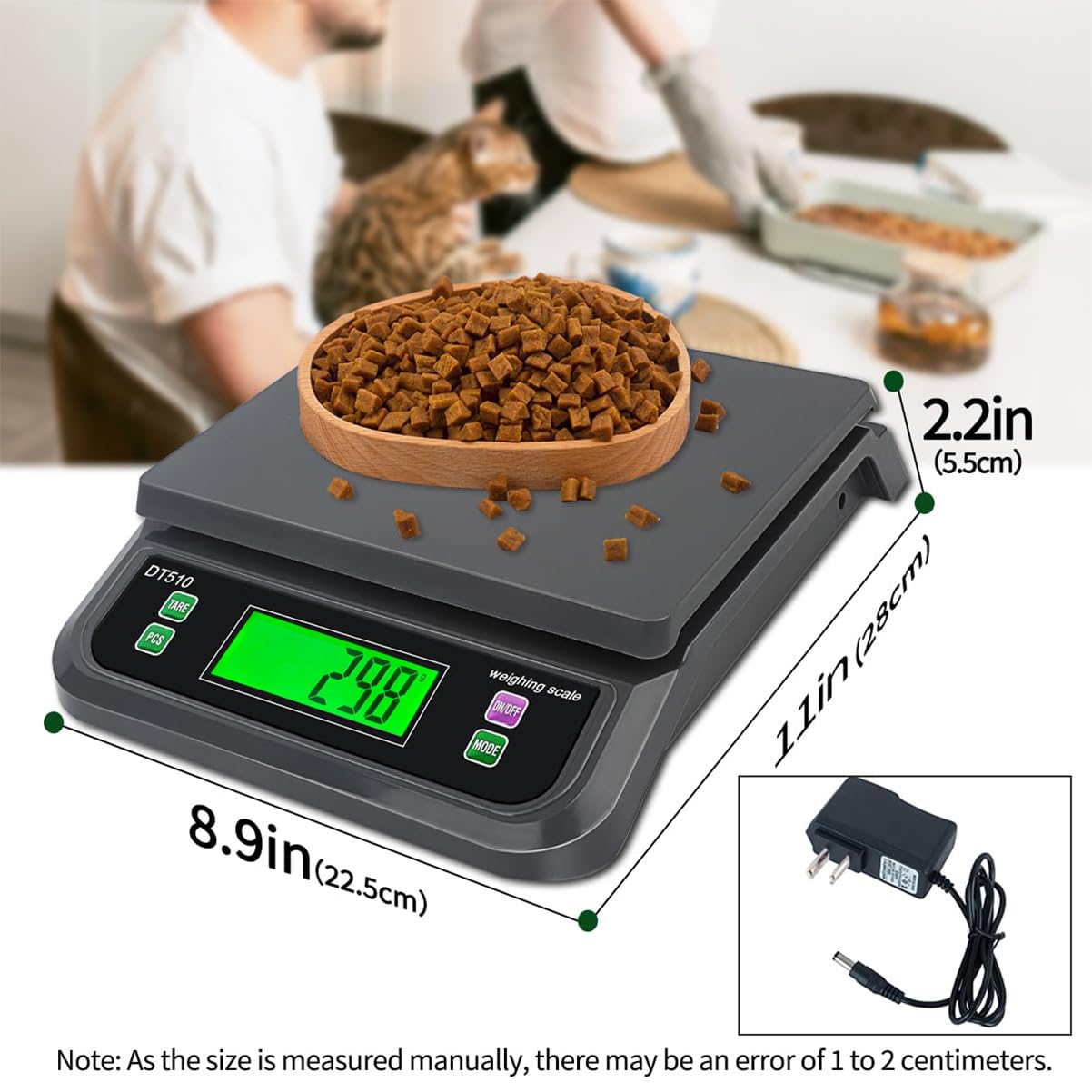 66LB 30kg Large Digital Kitchen Scale Food Scale for Baking Cooking Bread Meat Scales with Tare and Prep Counting LCD Display with Adapter, 6 Unit (Grey, 30kg)