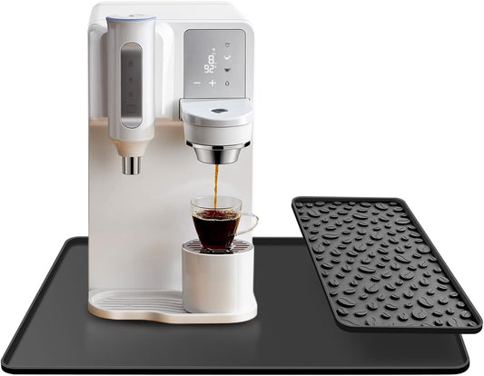 Silicone Coffee Bar Mat 24''x16'' Non-Slip Coffee Maker Mat, Heat-resistant Silicone Mat Detachable Dish Drying Mats for Kitchen Countertops, Station Mat, Waterproof Under Pad (black, 24''x16'')