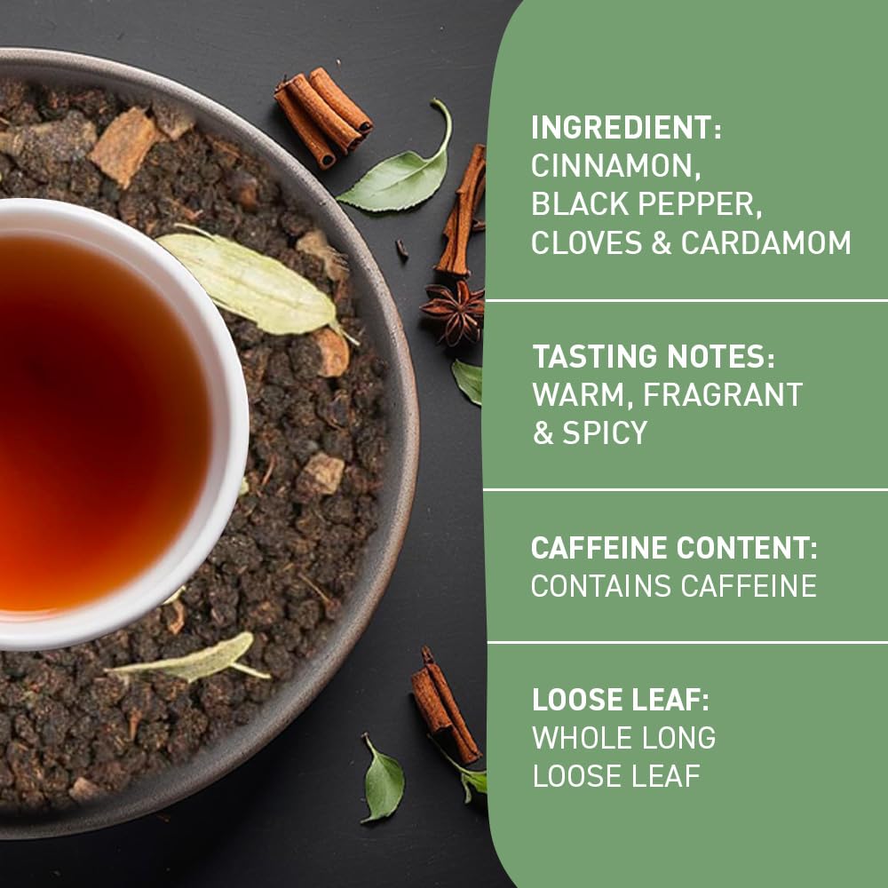 HANDPICK, Premium Chai Tea Loose Leaf (340g/12oz) | Blend Of Black Tea - Masala Chai Tea With Cinnamon, Cardamom, Cloves & Black Pepper | Resealable Ziplock Pouch