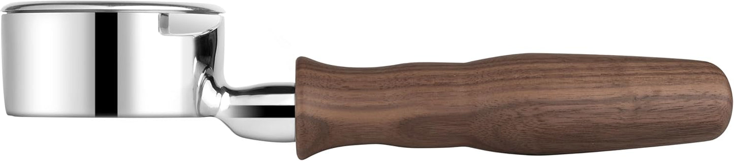 LILQ 58mm Bottomless Naked 2 Ears Portafilter Compatible with Gaggia Machines– Includes 18–20g Basket (Walnut, 58mm For Gaggia)