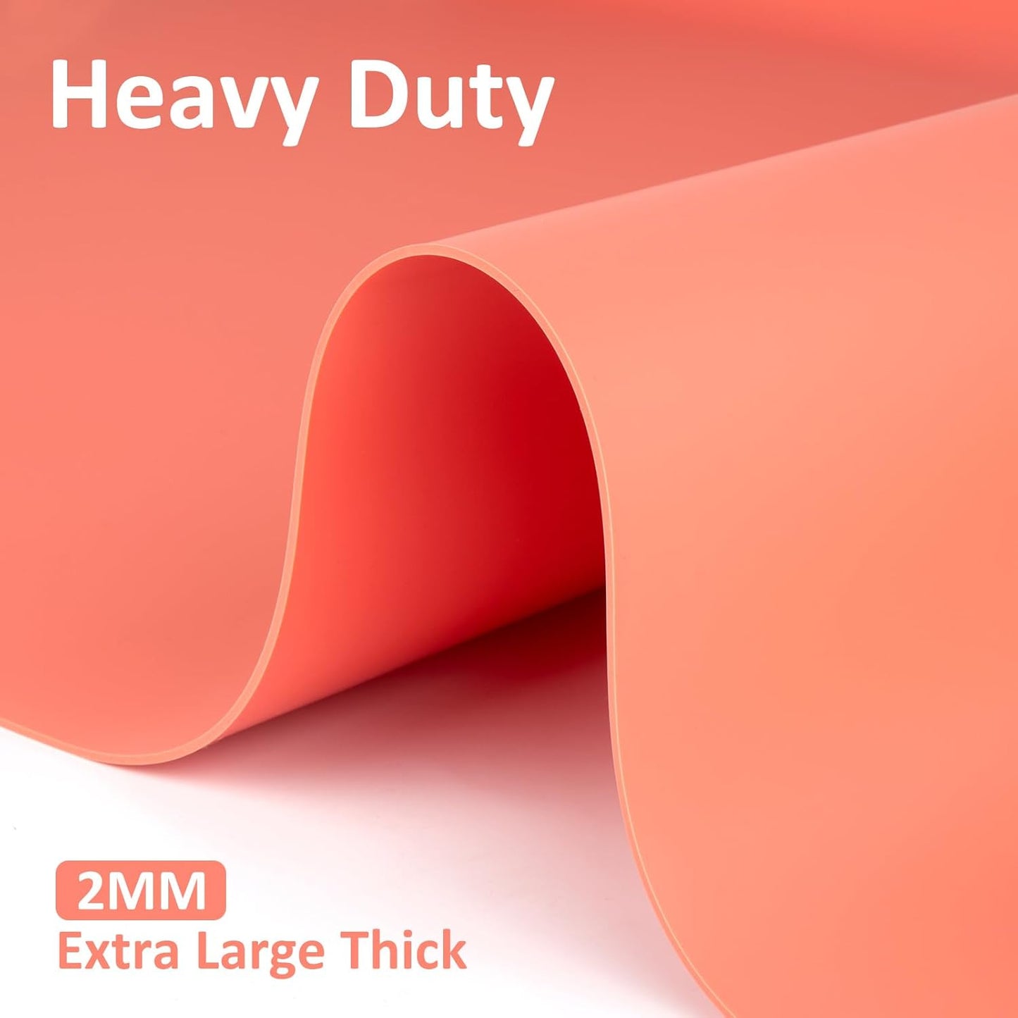 Silicone Mat Heat Resistant Mats for Countertop, Large Silicone Mats for Kitchen Counter Crafts Workbench Table, Size 48x24 inches Thick 2mm,Rolled Package,Coral