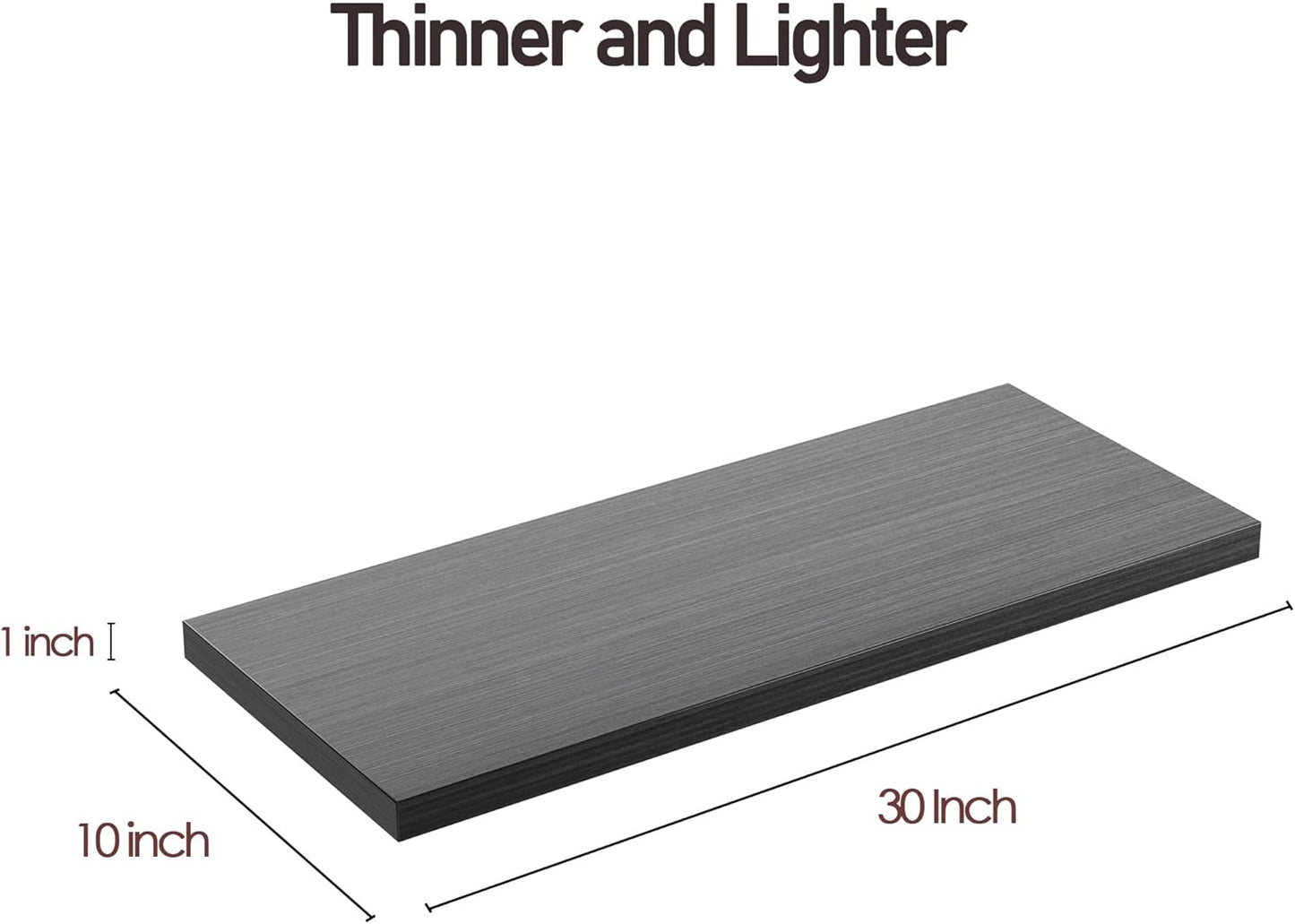 Wall Shelf Set of 1,Dark Wood Floating Shelves 30 in W x 10 in D x 1 in H, Wooden Floating Wall Shelf with Invisible Brackets for Living Room/Bedroom/Bathroom/Kitchen Storage and Decor