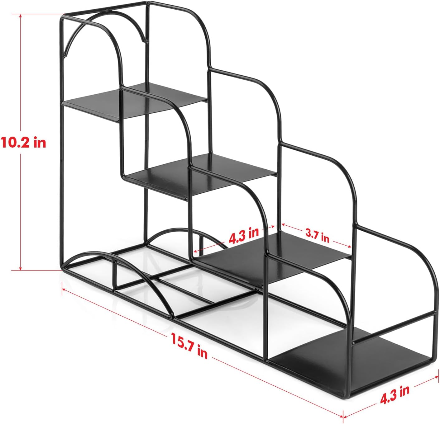 Syrup Rack for Coffee Bar Accessories, Iron 4 Compartment Bottle Organizer, Countertop Display Storage Shelf Bottle Stand, Metal Coffee Bar Organizer for Wine, Kitchen, Holds 4 Bottles