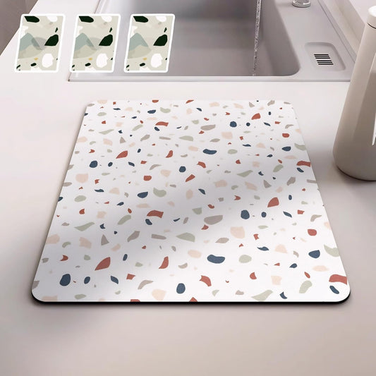 Dish Drying Mat - Absorbent Countertop Mat for Coffee Maker, Expresso Machine, Kitchen Use (01,12''×16'')