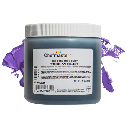 Chefmaster Violet Gel Food Coloring | Vibrant Color | Professional-Grade Dye for Icing, Frosting, Fondant | Baking & Decorating | Fade-Resistant | Easy-to-Use | Made in USA | 20 oz