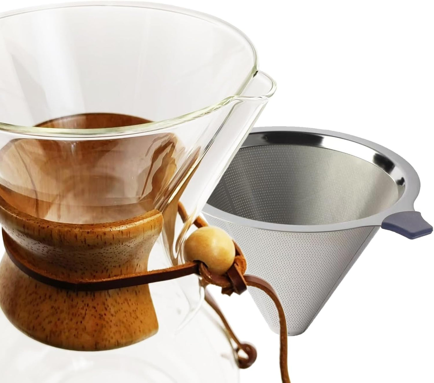 Subjectthree Coffee Pour Over 8 Cup Coffee Maker Glass Coffee Dripper Carafe Pot with Filter for Home Office Camping Easy Clean (8 Cup/28 oz)