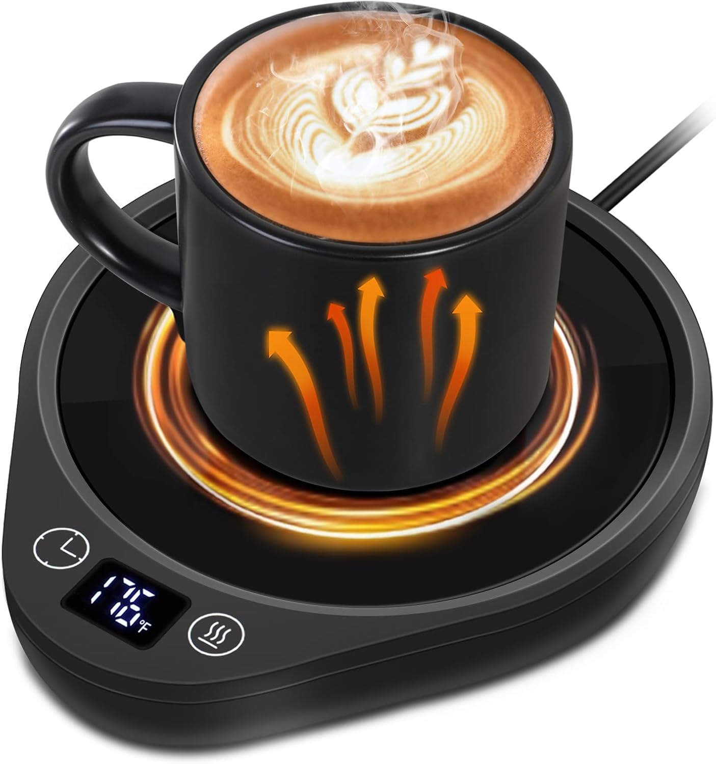 PUSEE Coffee Mug Warmer - Electric Large Candle Warmer Plate with 4H Auto Shut Off, 3-Temp Settings Cup Heater for Desk, Tea, Milk, Cocoa