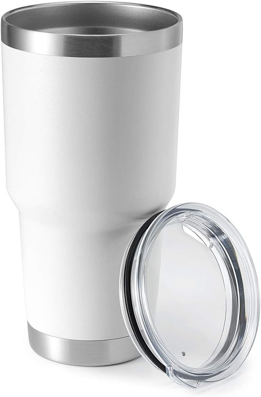 HASLE OUTFITTERS 30oz Stainless Steel Tumbler, Double Wall Vacuum Insulated Travel Mug Tumbler, Durable Insulated Coffee Mug, Gift Box Set (White, 1)