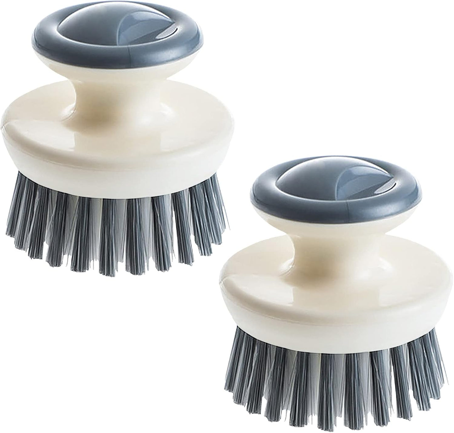 Dish Scrub Brush,Ergonomic Grip Palm Brush,Kitchen Scrub Brushes for Cleaning, Dish Scrubber with Stiff Bristles for Sink, Pots, Pans (2P Grey)