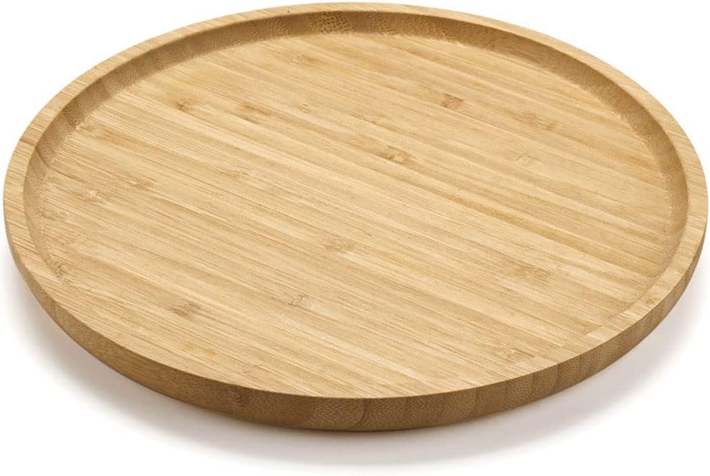 Round Bamboo Tray, Wood Serving Tray, Wooden Platter, Wood Charcuterie Board, Decorative Tray for Coffee Table,13.8 inch