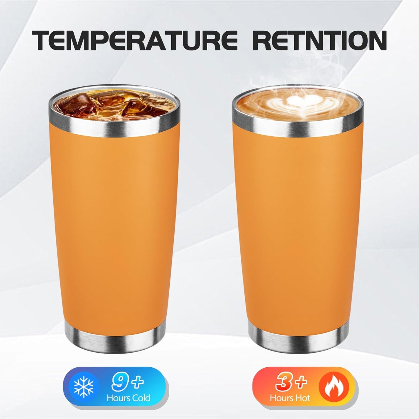 StarSpeed 20oz Tumbler Bulk with Lid, Stainless Steel Insulated Tumblers Double Wall Vacuum Insulated Travel Mug, Powder Coated Coffee Cups for Hot and Cold Drinks(Orange,1)