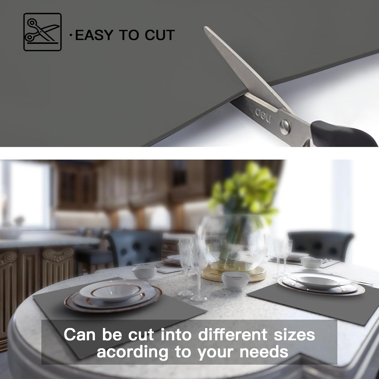 2MM Thick Silicone Countertop Mat, 35.4"x 23.6" Silicone Mats for Kitchen Counter, Nonslip Heat Resistant Mat, Large Kitchen Counter Mats, Waterproof Countertop Protector, Semitransparent